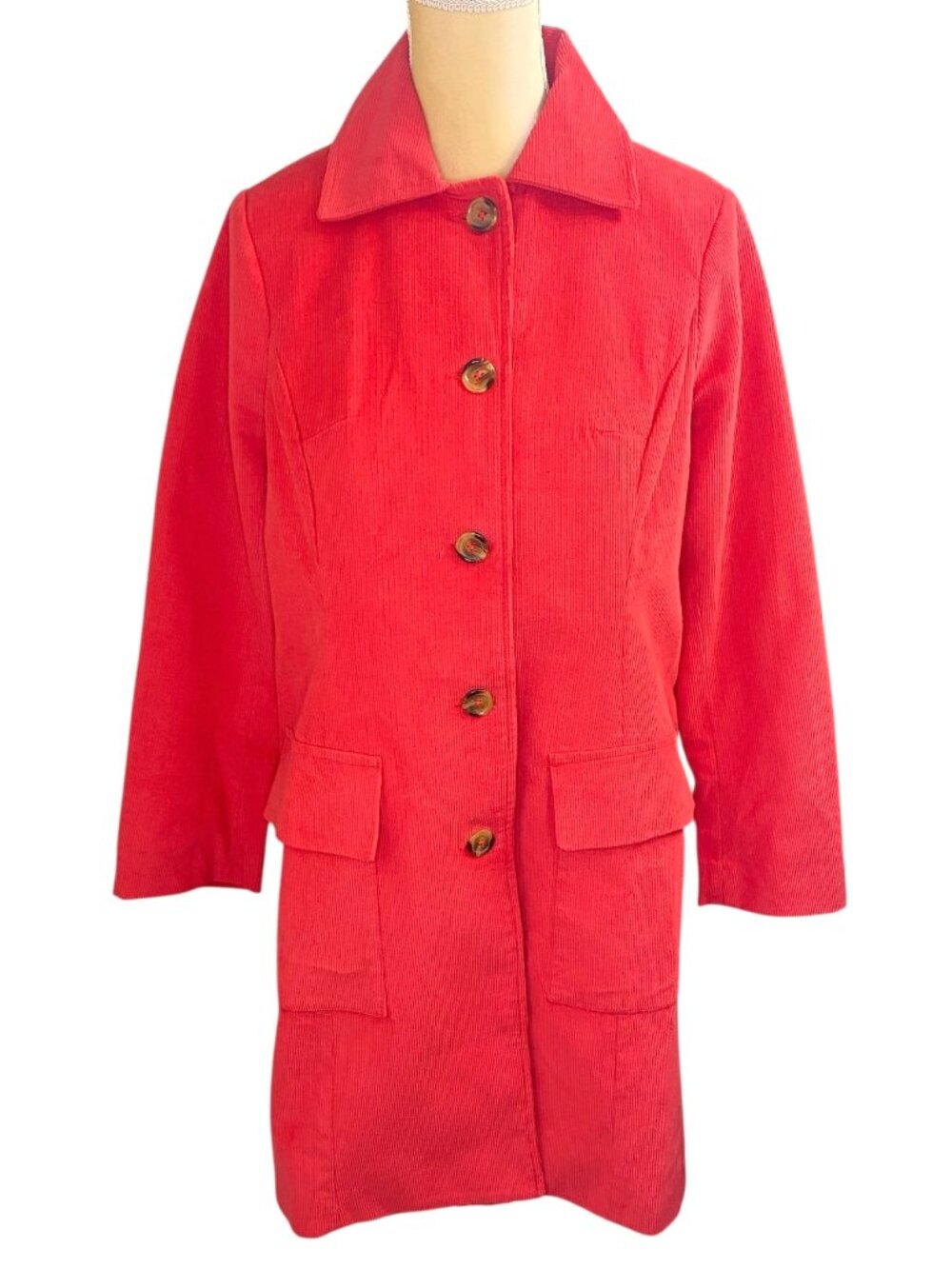 Frances Valentine Corduroy Barn Jacket in Coral - Picture 2 of 12